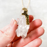 White Calcite Flower Necklace - Gold Plated - Crystal Pendant Jewelry