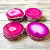 Pink Agate Coasters 3.0-3.5" Bulk Small Geode Round Slices Wholesale Wedding Favors Stones Blank