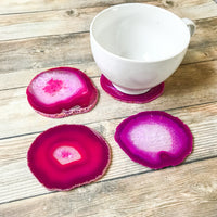 Pink Agate Coasters 3.0-3.5" Bulk Small Geode Round Slices Wholesale Wedding Favors Stones Blank
