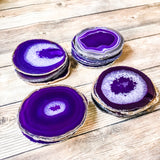Purple Agate Coasters 3.0-3.5" Bulk Small Geode Round Slices Wholesale Wedding Favors Stones Blank