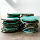 Green Agate Coasters 3.0-3.5" Bulk Small Geode Round Slices Wholesale Wedding Favors Stones Blank
