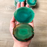 Green Agate Coasters 3.0-3.5" Bulk Small Geode Round Slices Wholesale Wedding Favors Stones Blank