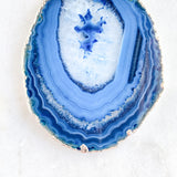 Blue Agate Slice Pendant - Silver Plated - Blue Agate Necklace - Jewelry Geode Quartz Crystals Boho