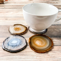 Natural Agate Coasters 3.0-3.5" Bulk Small Geode Round Slices Wholesale Wedding Favors Stones Blank