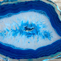 Set of 4 Blue Agate Slices: ~3.0 - 3.3" Long w/ Quartz Crystal Geode Centers