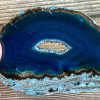 Set of 4 Blue Agate Slices: ~3.25 - 3.7" Long w/ Quartz Crystal Geode Centers