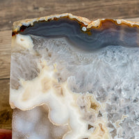 Natural Agate Bookends: 4 lbs 8.3 oz, 7.25" Wide, A Quality Quartz Crystal Geode Center Book End Mineral
