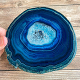 Large Blue Agate Slice: Approx 4.75" Long, Quartz Crystal Geode Stone - Large Agate Slice