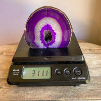 Purple Agate Bookends: 3 lbs 11.1 oz, 5.0" Wide, A Quality Quartz Crystal Geode Center Book End Mineral
