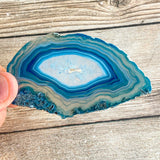 Set of 4 Blue Agate Slices (~3.25 - 3.7" Long) w/ Quartz Crystal Geode Centers