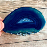 Set of 4 Blue Agate Slices (~3.25 - 3.7" Long) w/ Quartz Crystal Geode Centers