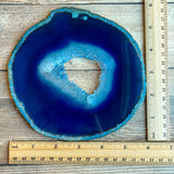 Large Blue Agate Slice (Approx 6.0" Long) w/ Crystal Druzy Geode Center - Large Agate Slice