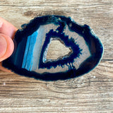 Blue Agate Slice (Approx 3.0" Long) with Quartz Crystal Druzy Geode Center