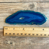 Blue Agate Slice (Approx 4.45" Long) with Quartz Crystal Druzy Geode Center