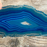 Blue Agate Slice (Approx 4.45" Long) with Quartz Crystal Druzy Geode Center