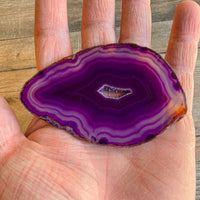 Purple Agate Slice (Approx 3.45" Long) with Crystal Druzy Geode Center