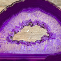 Purple Agate Slice (Approx 3.3" Long) with Crystal Druzy Geode Center