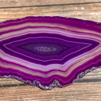 Set of 4 Purple Agate Slices (Approx 3.85 - 4.45" Long), Quartz Crystal