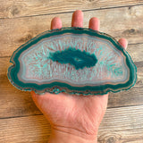 Large Teal Agate Slice - Approx 7.5" Long - Large Agate Slice