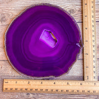 Large Purple Agate Slice (Approx 6.3" Long) w/ Crystal Druzy Geode Center - Large Agate Slice