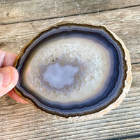 Set of 4 Large Natural Agate Coasters (Approx. 3.7- 4.0" Long), Geode Quartz Crystal