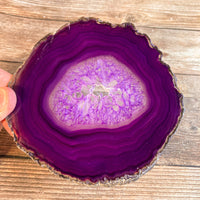 Large Purple Agate Slice (Approx 4.8" Long) w/ Crystal Druzy Geode Center - Large Agate Slice