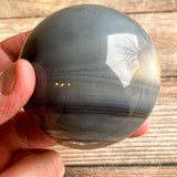 Quartz Agate Geode Sphere, 2.7" Dia, 14.4 oz (408g) Natural Crystals Rare Stone