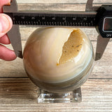 Quartz Agate Geode Sphere, 3.1" Dia, 1 lb 6.5 oz (636g) Natural Crystals Rare Stone