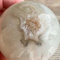 Quartz Agate Geode Sphere, 2.55" Dia, 13.2 oz (374g) Natural Crystals Rare Stone