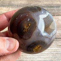 Quartz Agate Geode Sphere, 2.65" Dia, 13.6 oz (384g) Natural Crystals Rare Stone