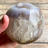 Quartz Agate Geode Sphere, 3.45" Dia, 1 lb 14.7 oz (870g) Natural Crystals Rare Stone