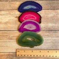 Set of 4 Mixed Agate Slices: ~3.15 - 3.45" Long w/ Quartz Crystal Geode Centers