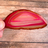 Set of 2 Pink Agate Slices (Approx 3.7" Long) Cut From Same Stone w/ Crystal Druzy Geode Center