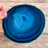 Set of 4 Large Blue Agate Coasters (Approx. 4.25" Long), Geode Quartz Crystal