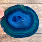 Set of 4 Large Blue Agate Coasters (Approx. 3.65 - 4.2" Long), Geode Quartz Crystal