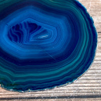 Set of 4 Large Blue Agate Coasters (Approx. 3.65 - 4.2" Long), Geode Quartz Crystal