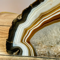 Natural Agate Bookends: 3 lbs 6.3 oz, 8.5" Wide, A Quality Quartz Crystal Geode Center Book End Mineral