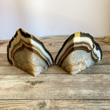 Natural Agate Bookends: 3 lbs 6.3 oz, 8.5" Wide, A Quality Quartz Crystal Geode Center Book End Mineral