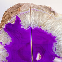 Purple Agate Bookends: 3 lbs 11.5 oz, 5.5" Wide, A Quality Quartz Crystal Geode Center Book End Mineral