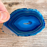 Set of 4 Blue Agate Slices (~3.0 - 3.5" Long) w/ Quartz Crystal Geode Centers