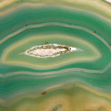 Green Agate Slice (Approx 3.0" Long) w/ Quartz Crystal Druzy Geode Center