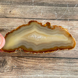 Natural Agate Slice (Approx 3.8" Long) w/ Quartz Crystal Druzy Geode Center