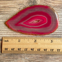 Pink Agate Slice (Approx 3.35" Long) with Quartz Crystal Druzy Geode Center