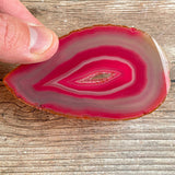 Pink Agate Slice (Approx 3.35" Long) with Quartz Crystal Druzy Geode Center