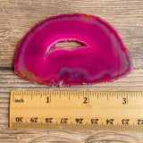 Pink Agate Slice (Approx 3.2" Long) with Quartz Crystal Druzy Geode Center