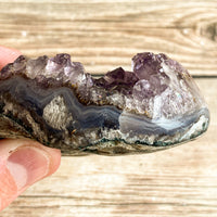 Amethyst Heart Crystal Cluster: 5.2 oz (148 g), A+ Quality; 2.8 Inches Long
