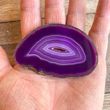 Purple Agate Slice (Approx 3.05" Long) with Crystal Druzy Geode Center