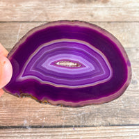 Purple Agate Slice (Approx 3.05" Long) with Crystal Druzy Geode Center