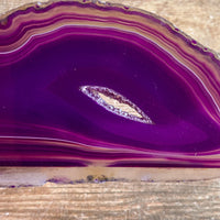 Purple Agate Slice (Approx 3.75" Long) with Crystal Druzy Geode Center