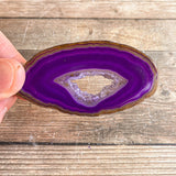 Purple Agate Slice (Approx 3.15" Long) with Crystal Druzy Geode Center